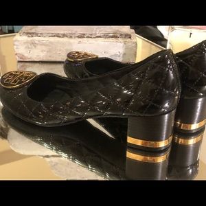 Tory Burch shoes wooden healed leather shoes